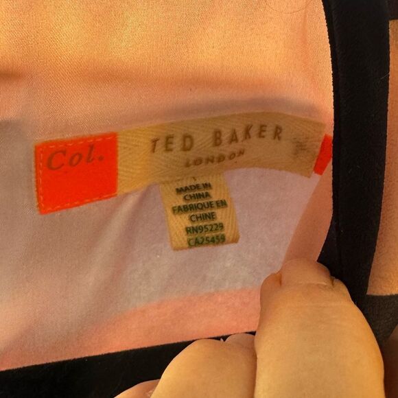 Ted Baker Yakira Striped Shift Dress – Sz S Mod Colorblock 3/4 Sleeve Mini Dress - Picture 7 of 12